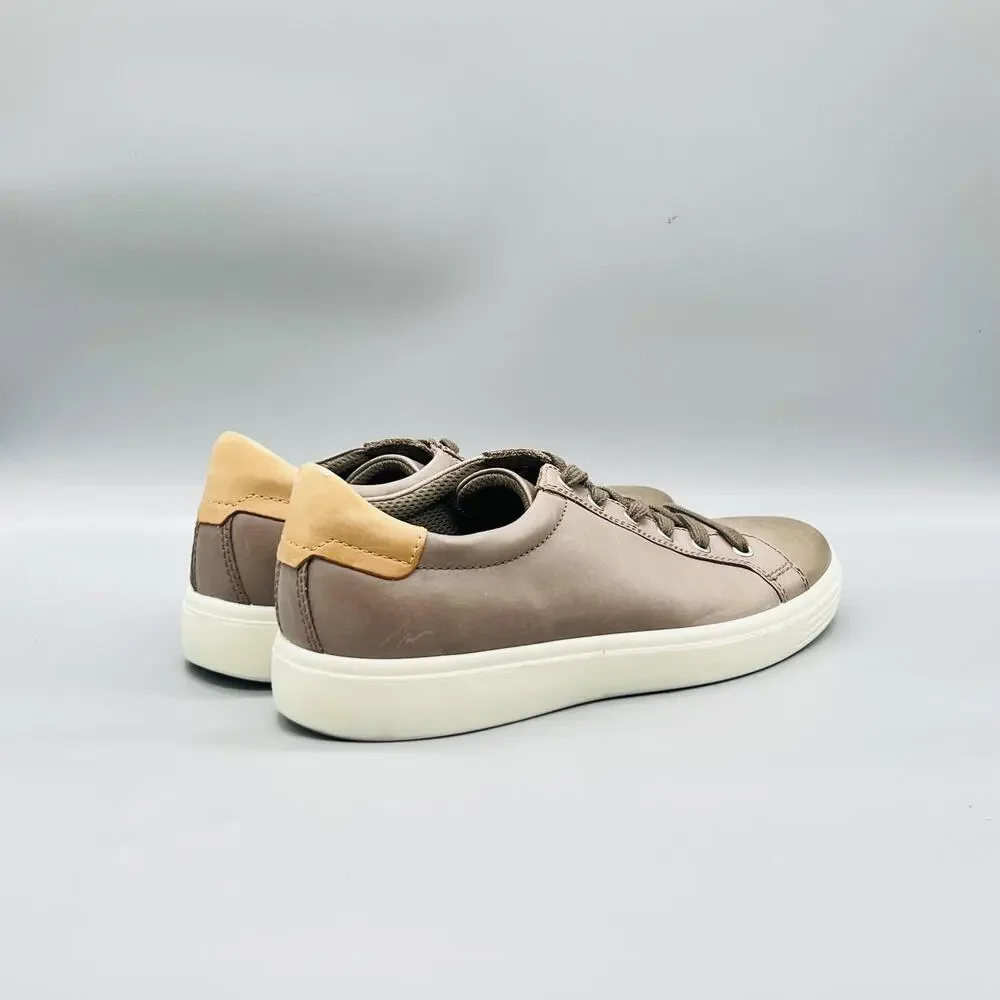 ECCO Shoes Mens 9.5 Brown Leather Soft Classic Lace Up Low Top Casual Sneakers